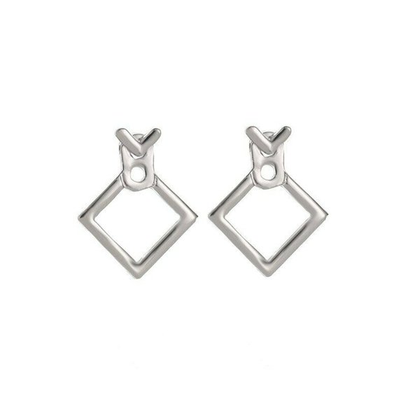 NWOT Silver Geometric Earrings - Picture 2 of 2